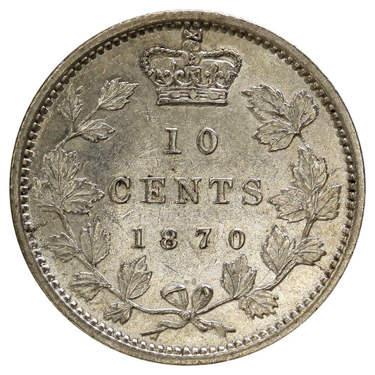 1870 Narrow 0 Canada 5-cents Almost Uncirculated (AU-50) $