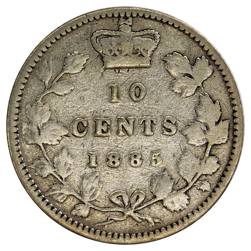 1885 Obv. 4 Canada 10-cents Very Good (VG8) $