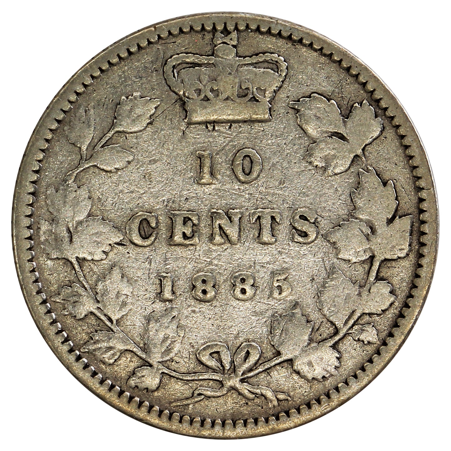 1885 Obv. 4 Canada 10-cents Very Good (VG8) $