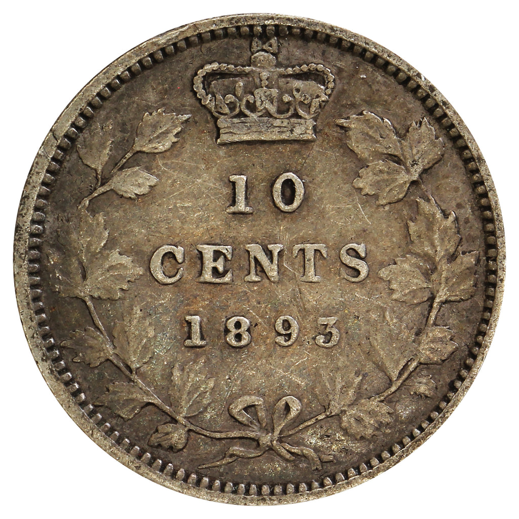 1893 Flat Top 3 Obv. 6 Canada 10-cents VF-EF (VF-30) $