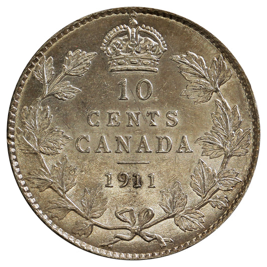 1911 Canada 10-cents AU-UNC (AU-55) $