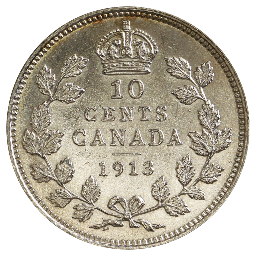 1913 Canada 10-cents Almost Uncirculated (AU50) $