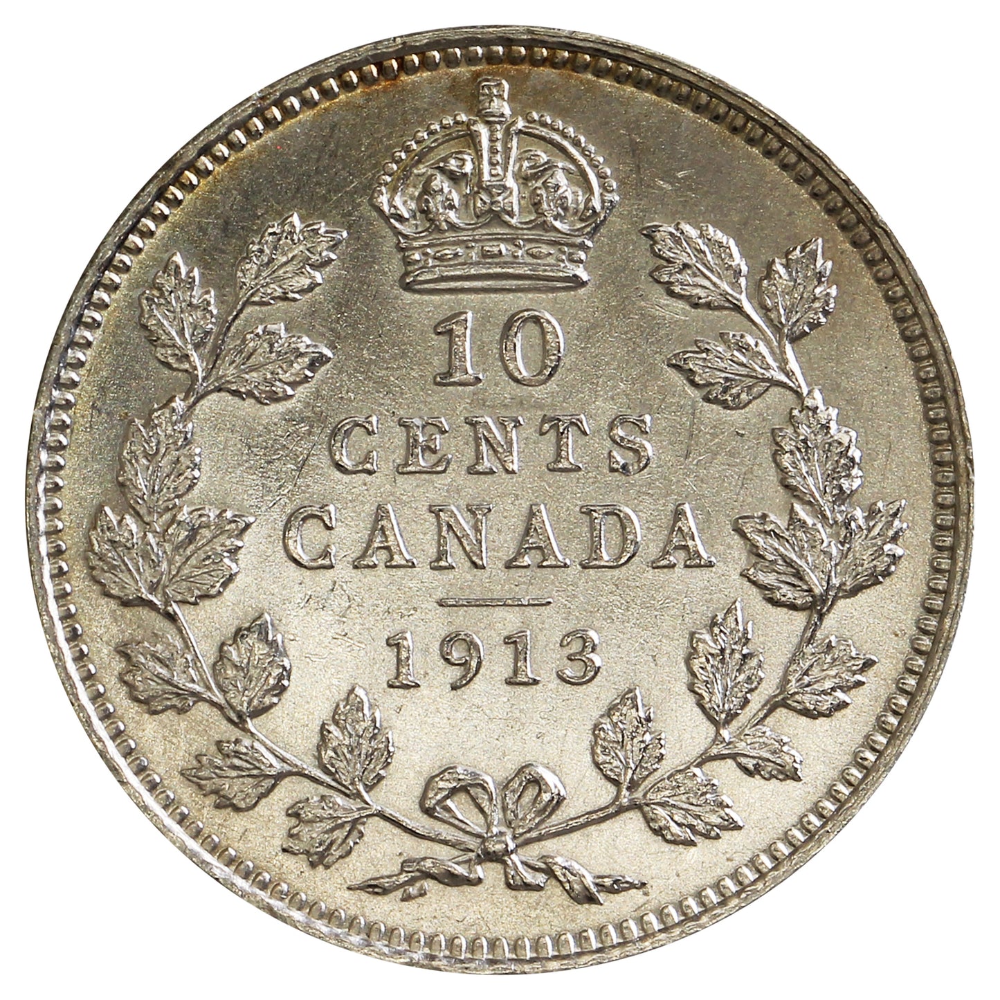 1913 Canada 10-cents Almost Uncirculated (AU50) $