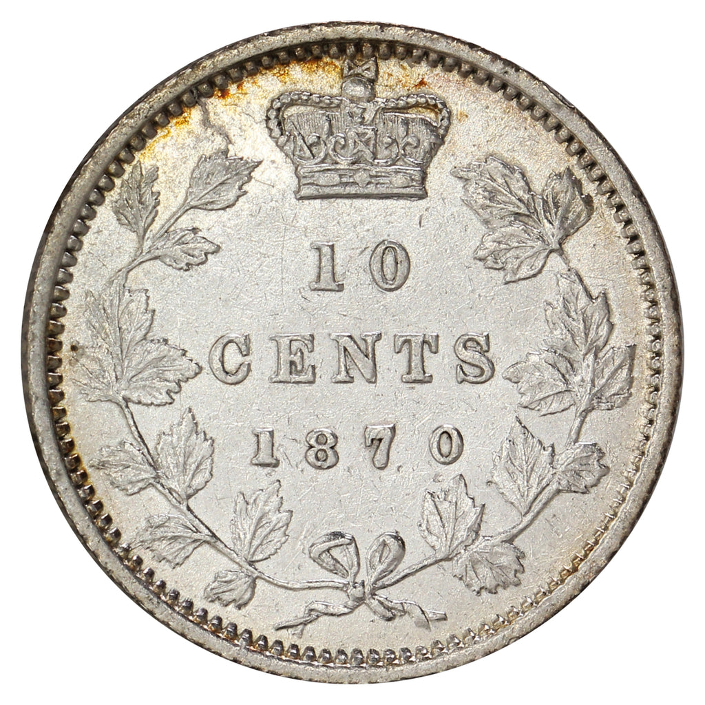 1870 Wide O, 1/1 Canada 10-cents Very Fine (VF20) $