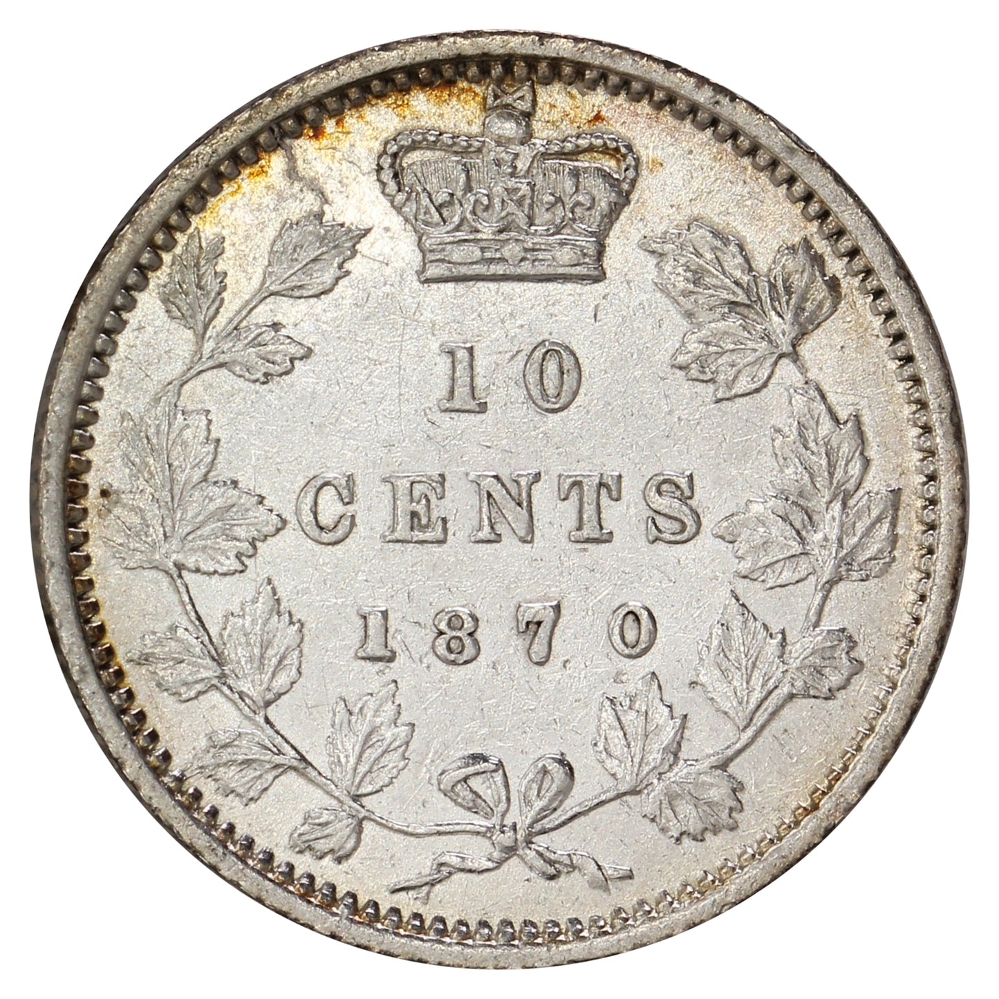 1870 Wide O, 1/1 Canada 10-cents Very Fine (VF20) $