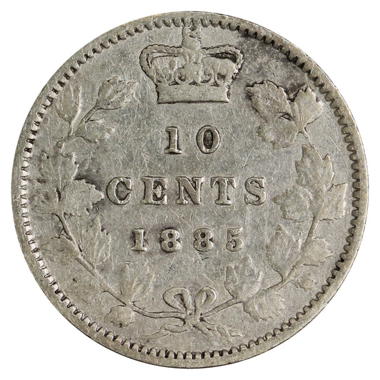 1885 Obv. 5 Canada 10-cents Fine (F12) $