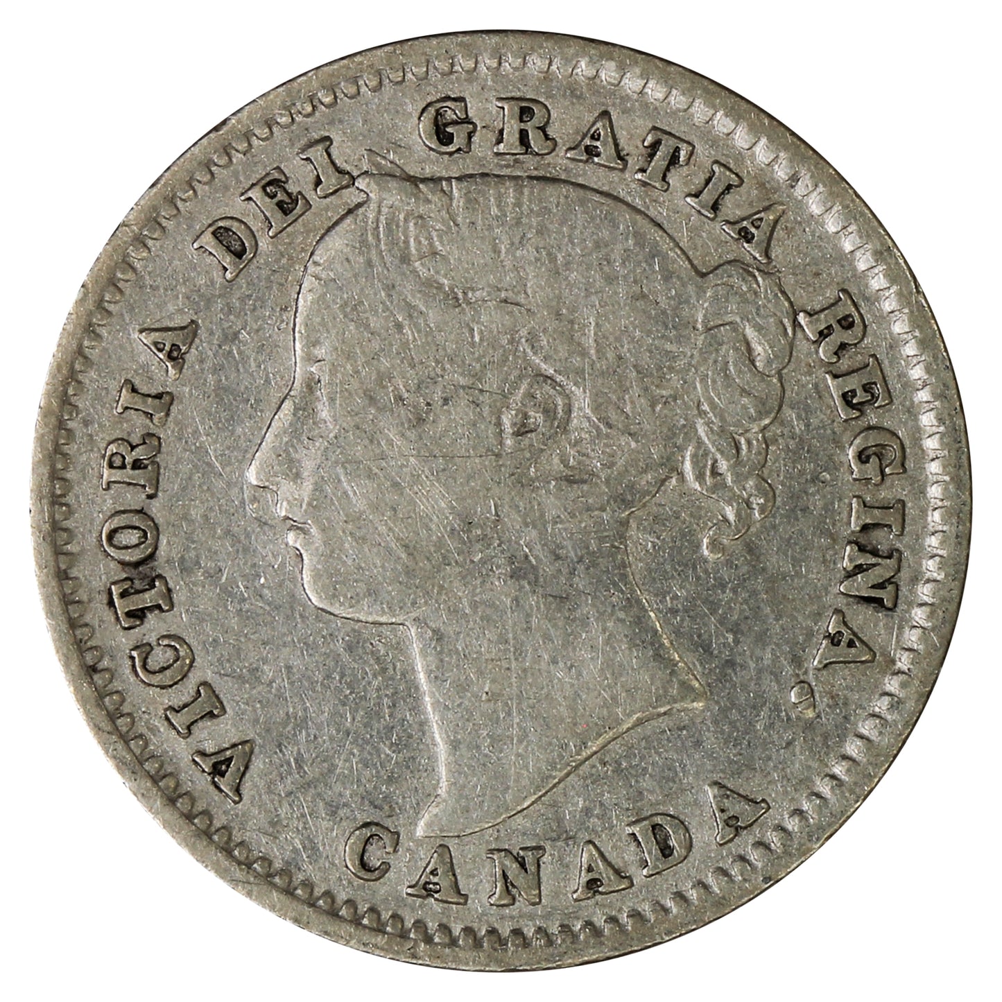 1885 Obv. 5 Canada 10-cents Fine (F12) $