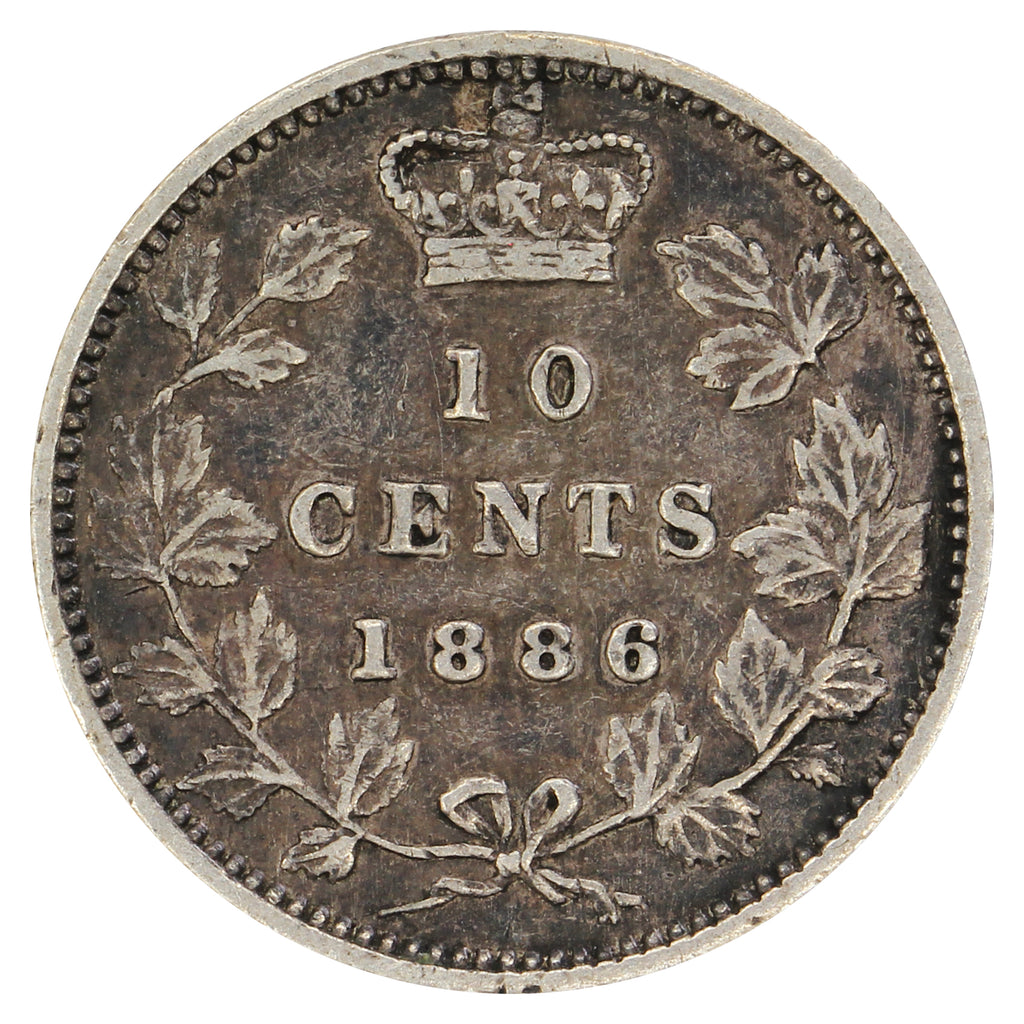 1886 Large Knob 6, Obv. 5 Canada 10-cents VF-EF (VF30) $
