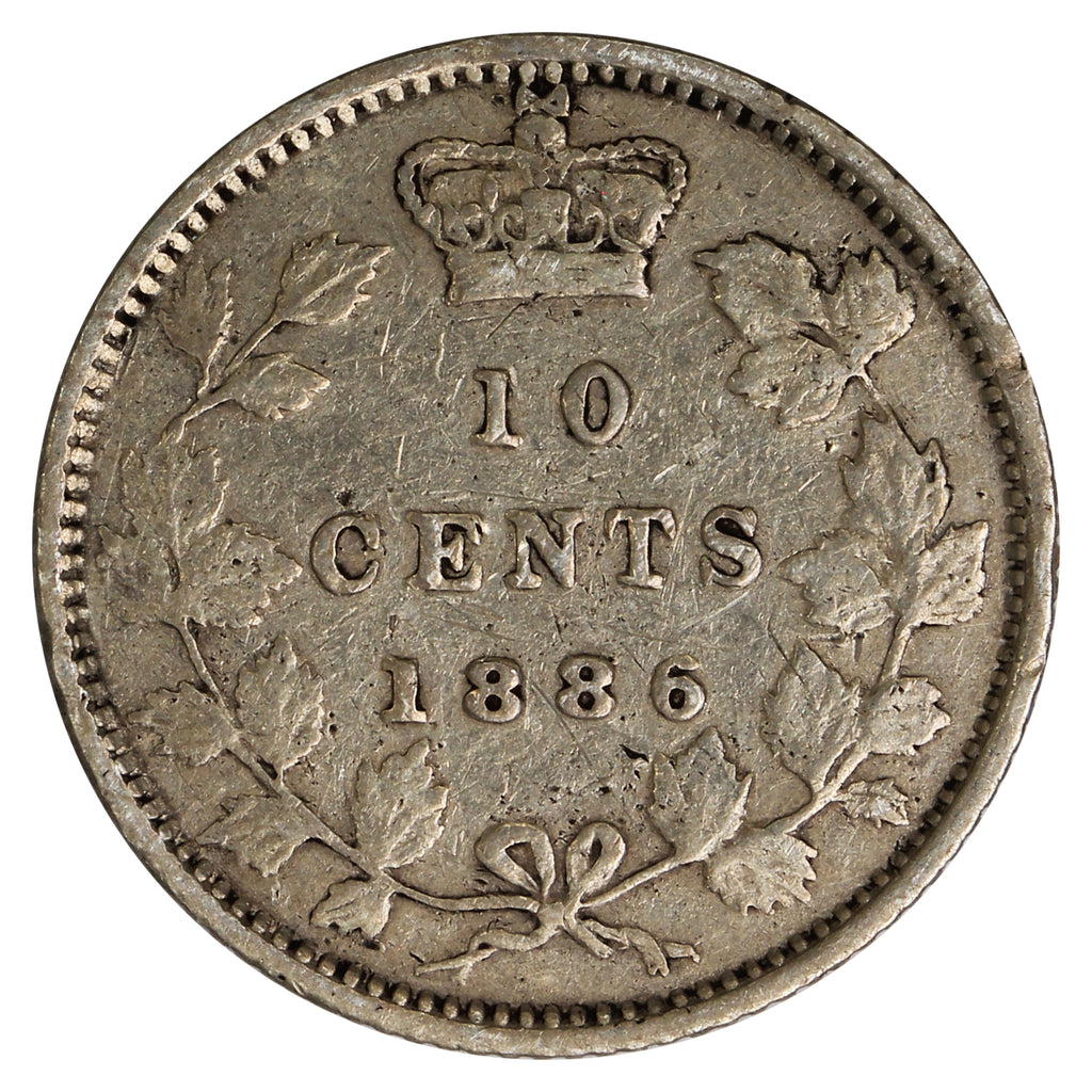 1886 Large Pointed 6, Obv. 5 Canada 10-cents F-VF (F15) $