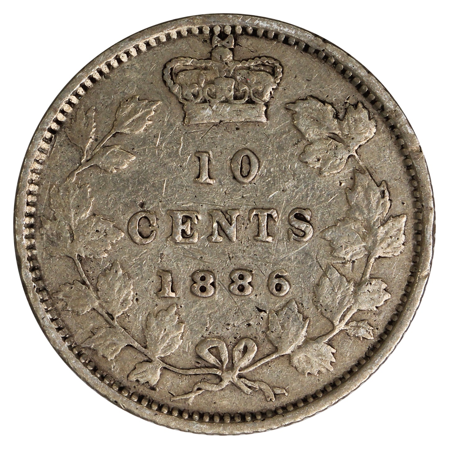 1886 Large Pointed 6, Obv. 5 Canada 10-cents F-VF (F15) $
