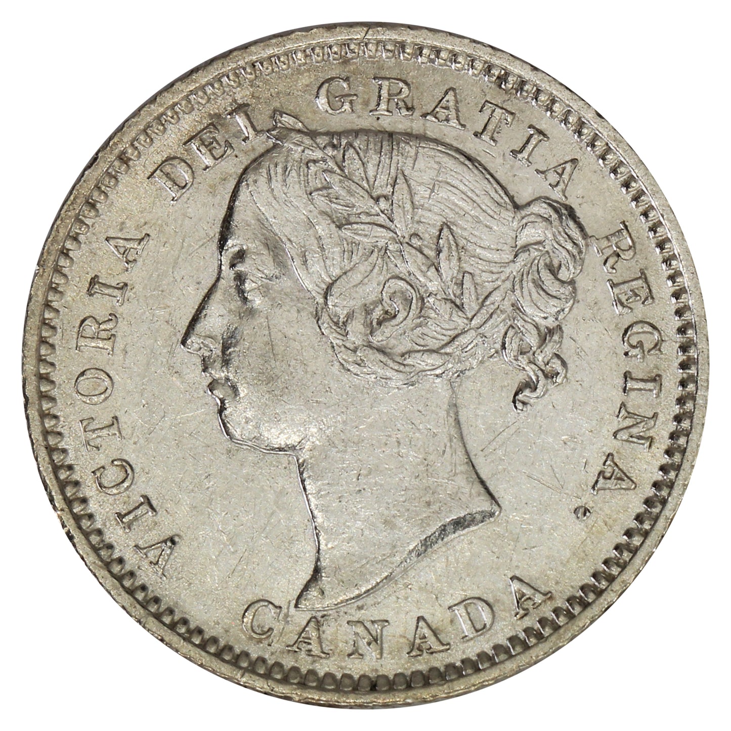 1891 21 Leaves Canada 10-cents Almost Uncirculated (AU50) $