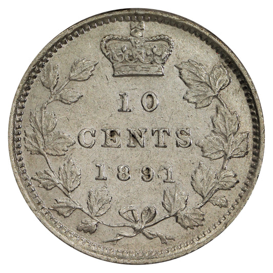 1891 22 Leaves Canada 10-cents Extra Fine (EF40) $
