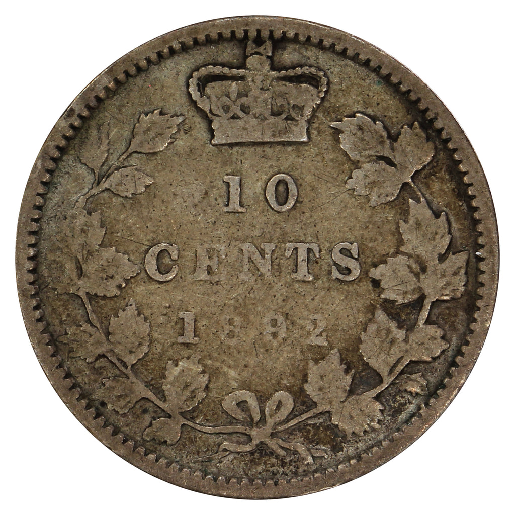 1892 Large 9, Obv. 5 Canada 10-cents Good (G4) $