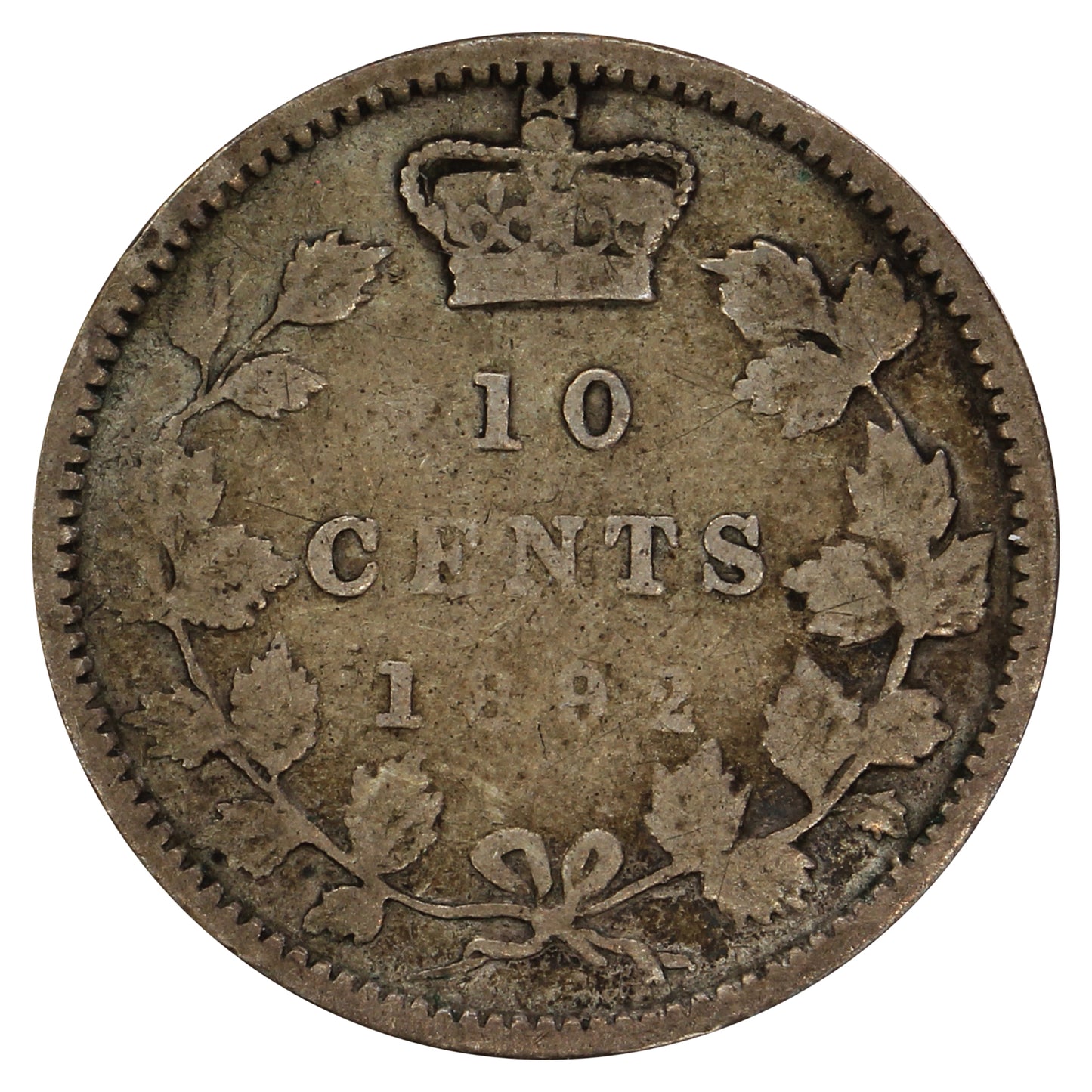 1892 Large 9, Obv. 5 Canada 10-cents Good (G4) $