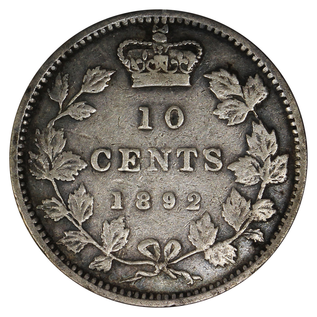 1892 Obv. 6 Canada 10-cents VF-EF (VF30) $
