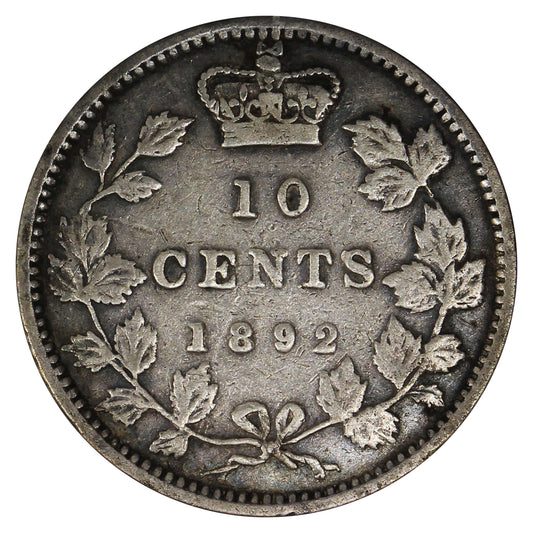 1892 Obv. 6 Canada 10-cents VF-EF (VF30) $