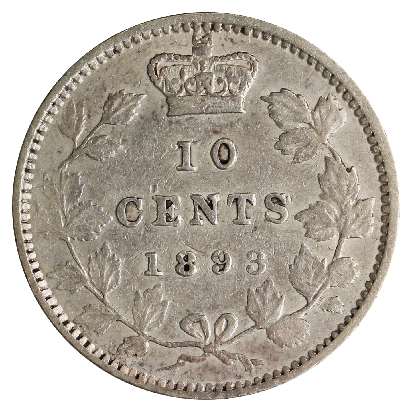 1893 Round Top 3, Obv. 6 Canada 10-cents VF-EF (VF30) $