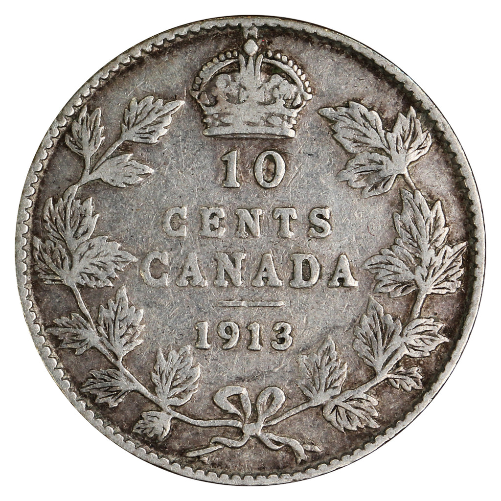 1913 Broad Leaves Canada 10-cents F-VF (F15) $