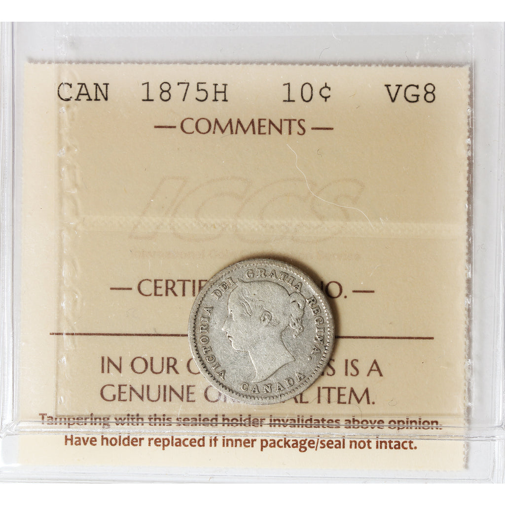 1875H Canada 10-cents ICCS Certified VG8