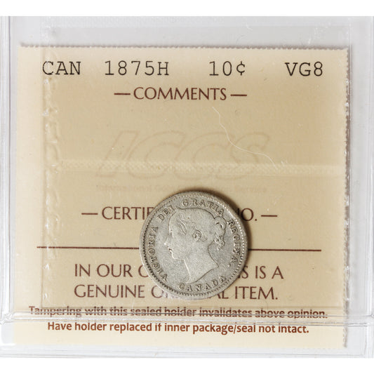 1875H Canada 10-cents ICCS Certified VG8