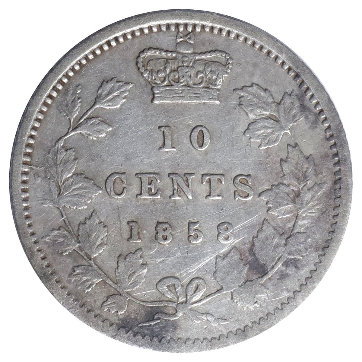 1858 First 8/5 Canada 10-cents ICCS Certified F-12