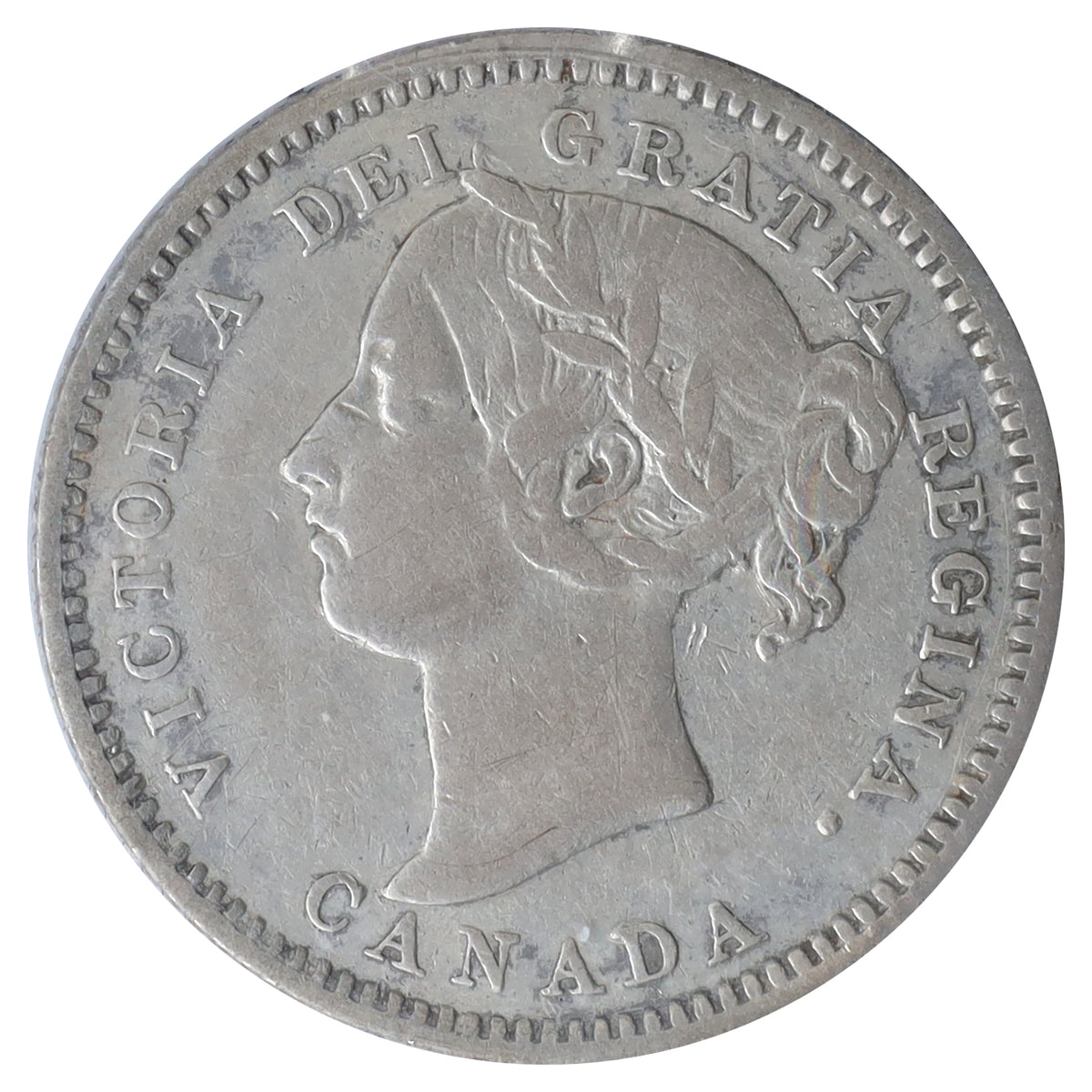 1885 Obv. 5 Canada 10-cents ICCS Certified F15