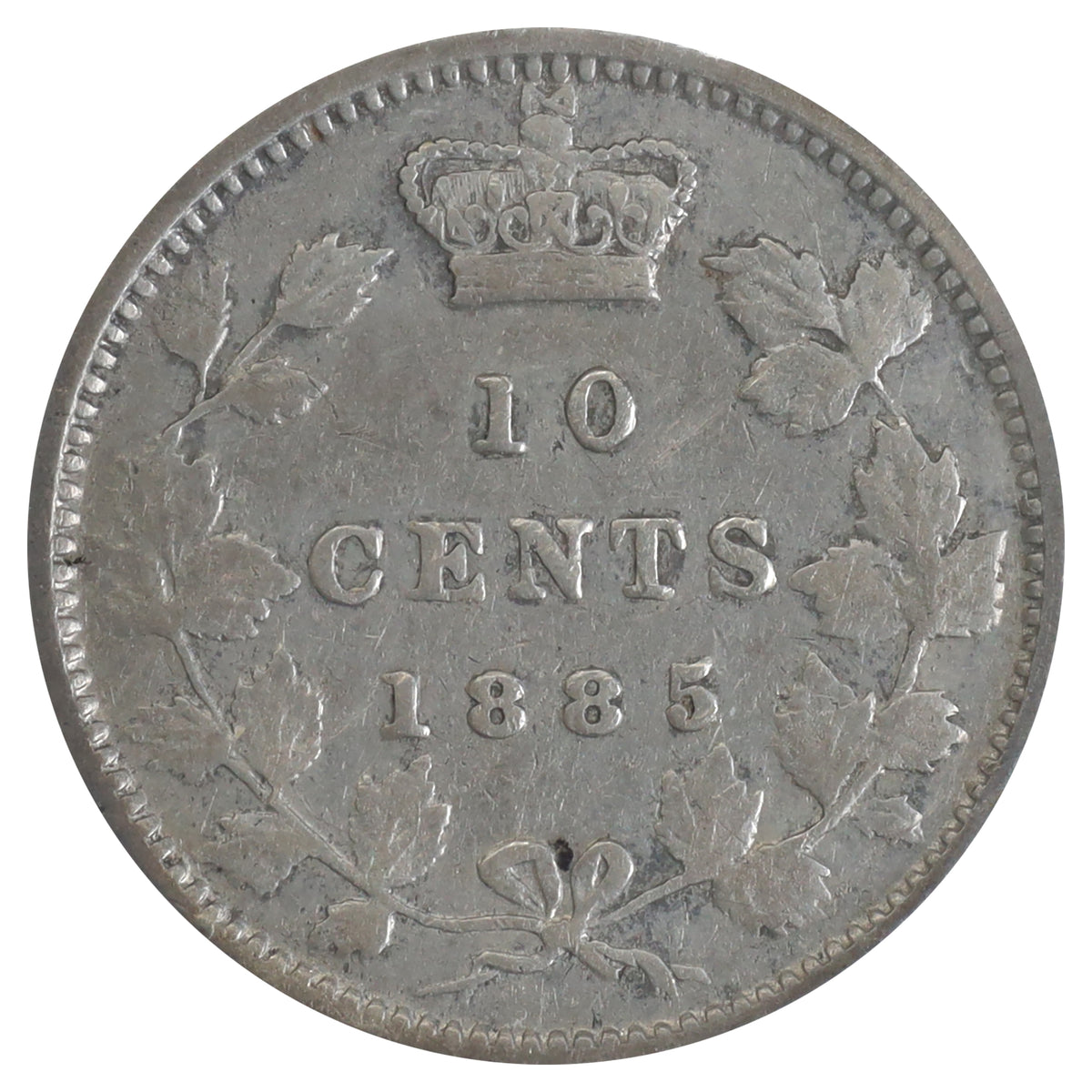 1885 Obv. 5 Canada 10-cents ICCS Certified F15
