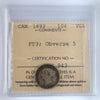 1893 Flat Top 3, Obv. 5 Canada 10-cents ICCS Certified VG8