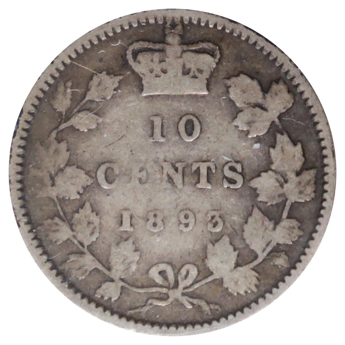 1893 Flat Top 3, Obv. 5 Canada 10-cents ICCS Certified VG8