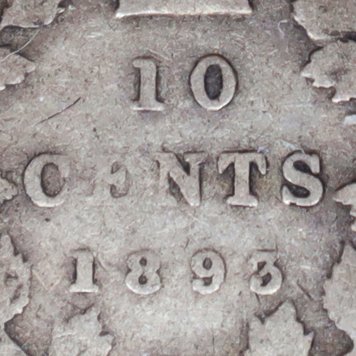 1893 Flat Top 3, Obv. 5 Canada 10-cents ICCS Certified VG8
