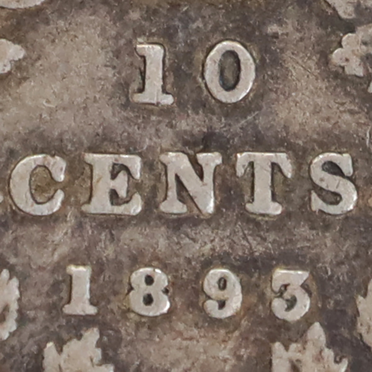 1893 Flat Top 3, Obv. 6 Canada 10-cents ICCS Certified F15