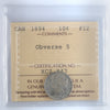 1894 Obv. 5 Canada 10-cents ICCS Certified F12