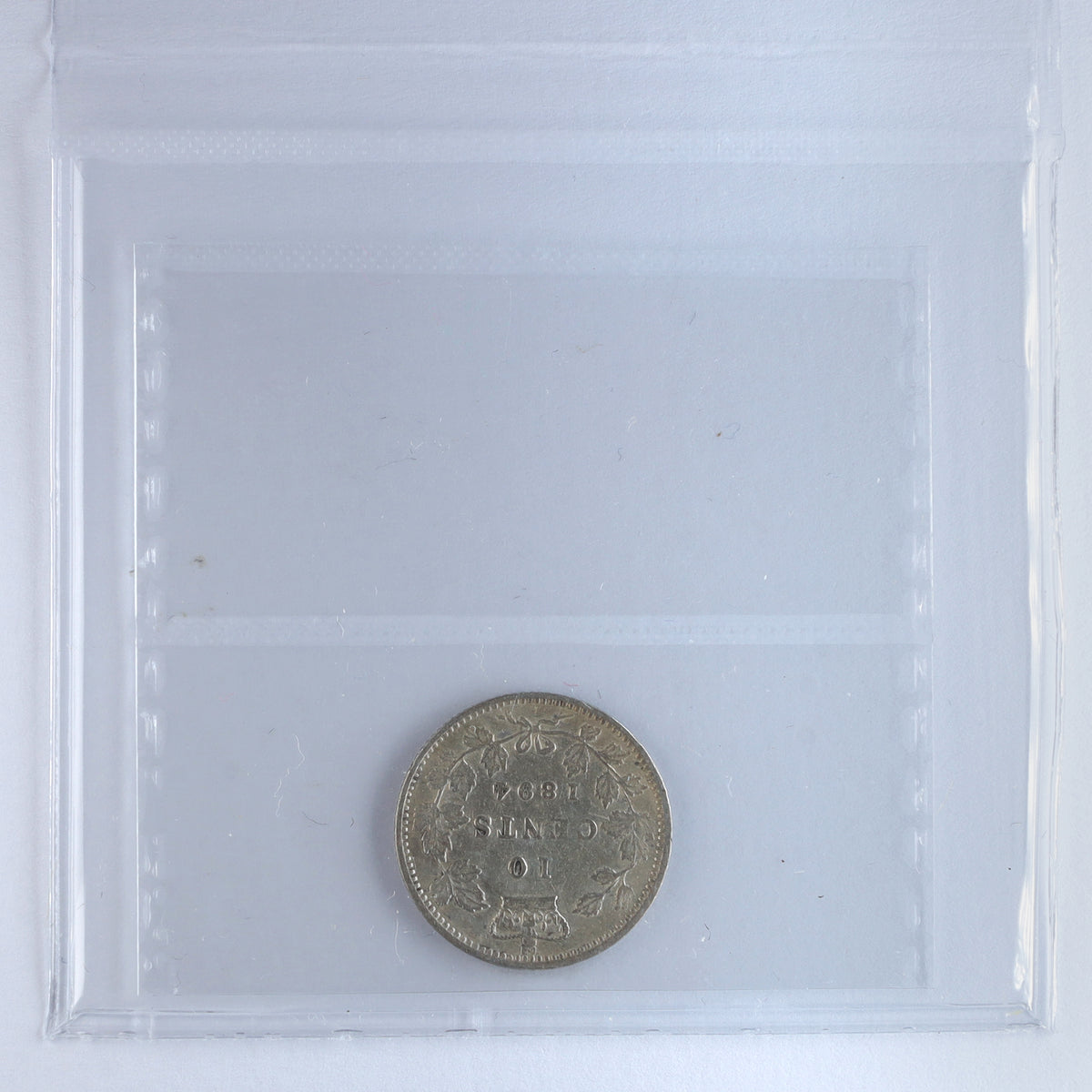 1894 Obv. 5 Canada 10-cents ICCS Certified F12