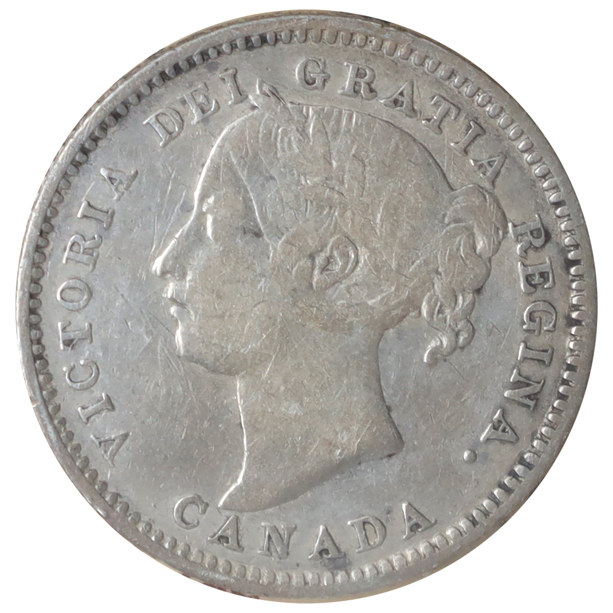 1894 Obv. 5 Canada 10-cents ICCS Certified F12