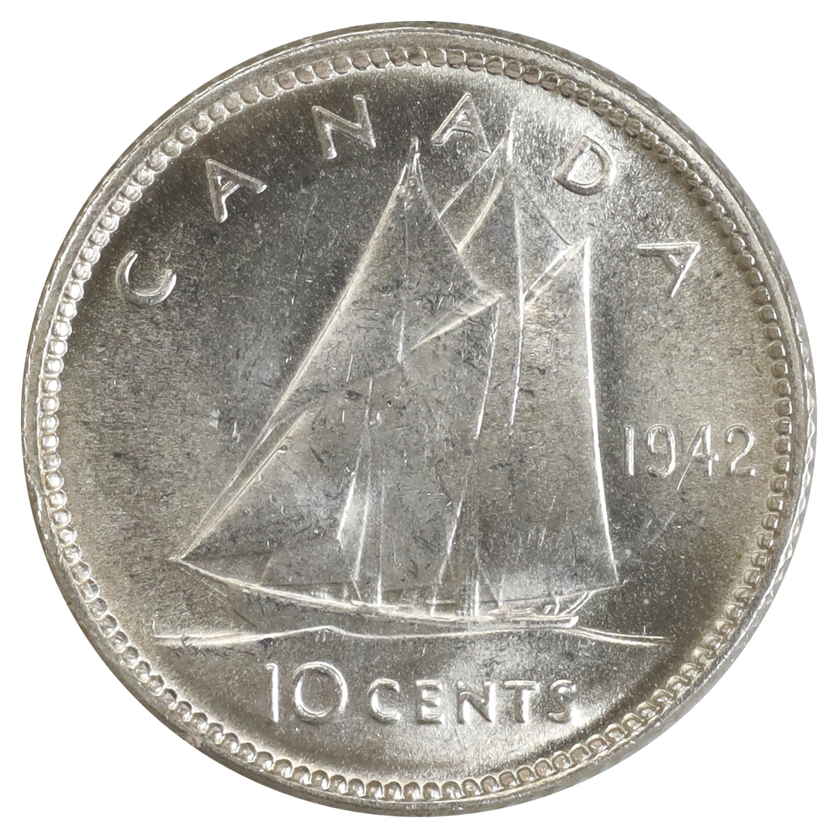 1942 Canada 10-cents ICCS Certified MS65 (XHT 171)
