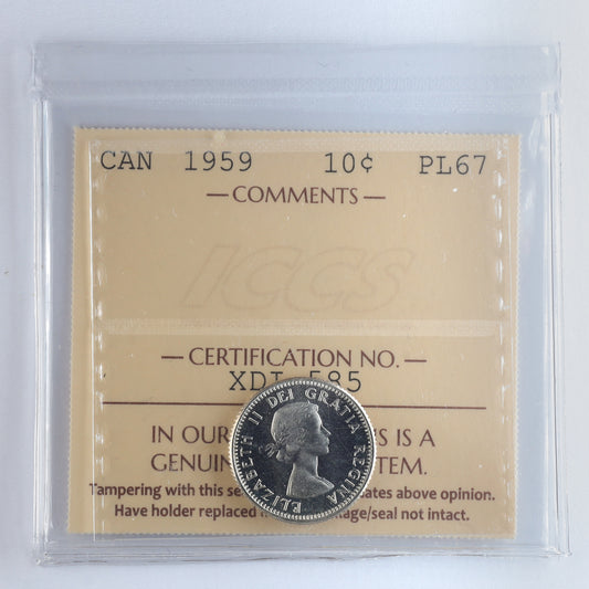 1959 Canada 10-cents ICCS Certified PL67