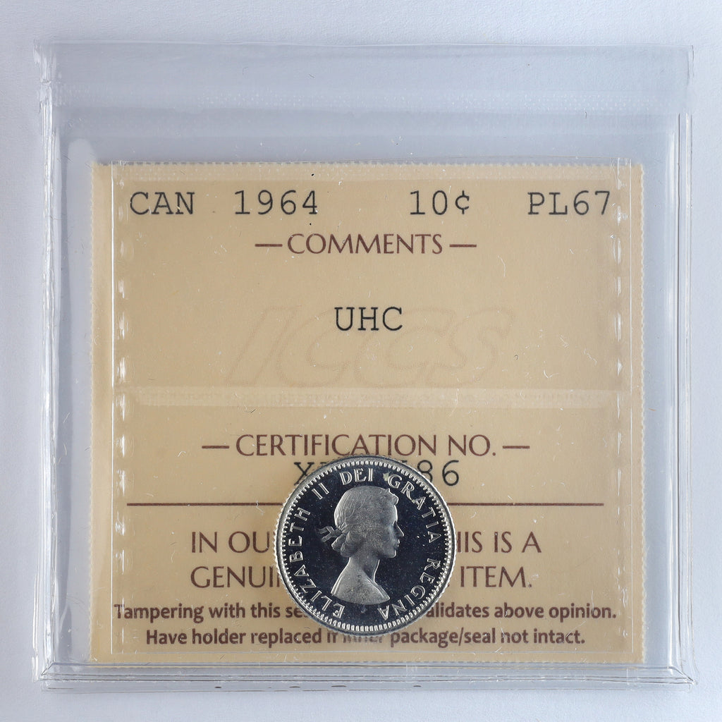 1964 Canada 10-cents ICCS Certified PL67 UHC