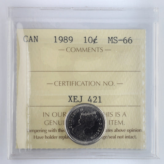 1989 Canada 10-cents ICCS Certified MS66