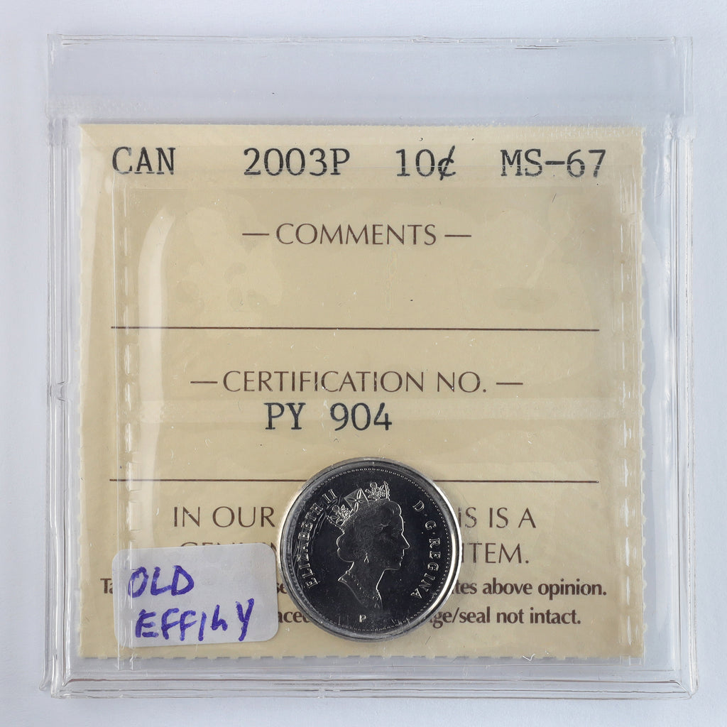2003P Old Effigy Canada 10-cents ICCS Certified MS67