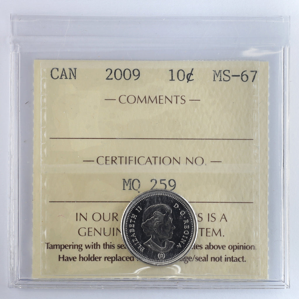2009 Canada 10-cents ICCS Certified MS67