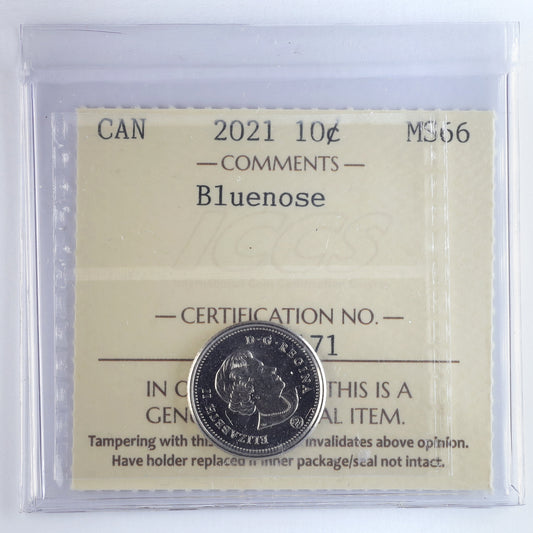 2021 Bluenose Canada 10-cents ICCS Certified MS66