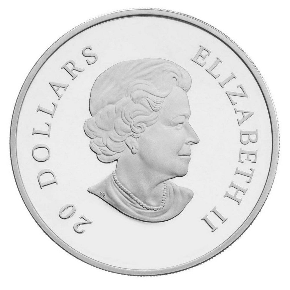 2010 Canada $20 Ruby Crystal Pinecone Fine Silver Coin
