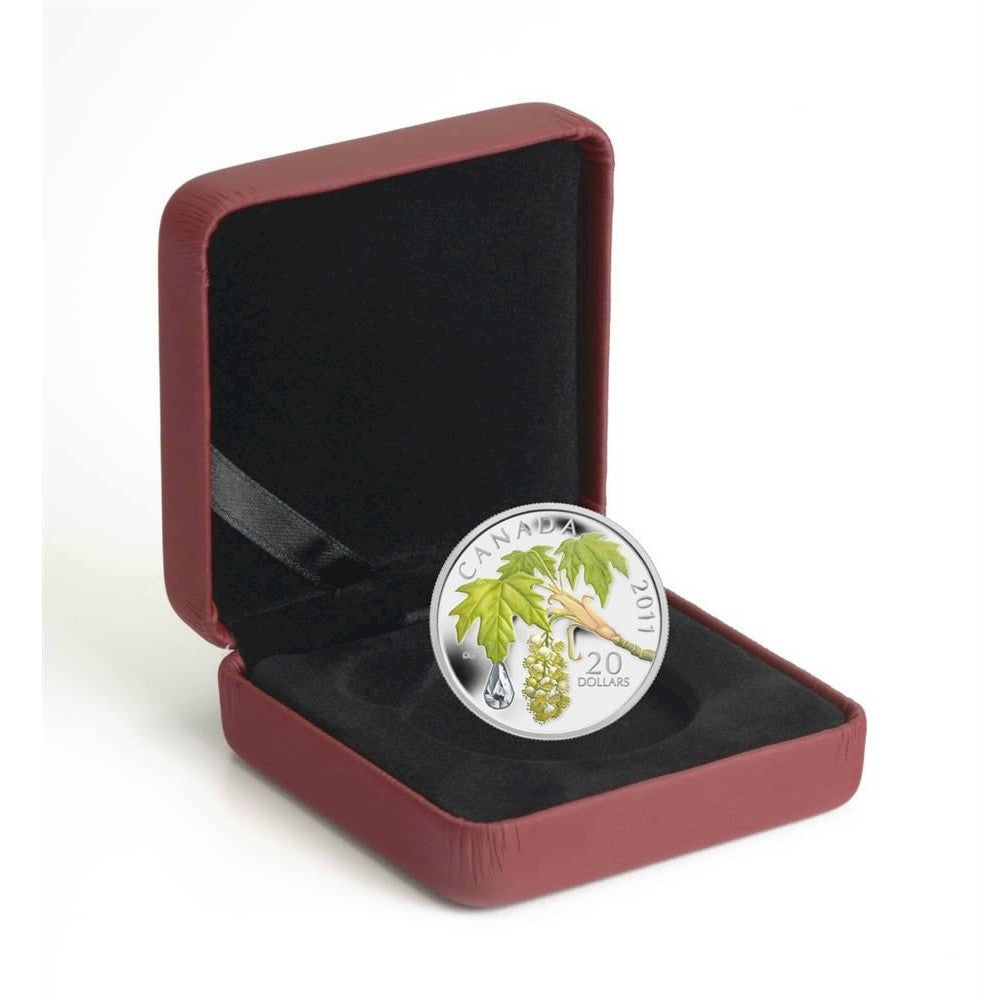 2011 Canada $20 Maple Leaf Crystal Raindrop Fine Silver