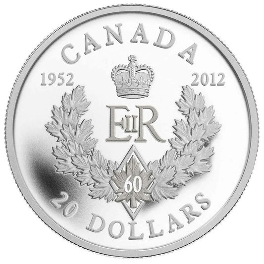 2012 Canada $20 Queen's Diamond Jubilee - Royal Cypher Silver (No Tax)