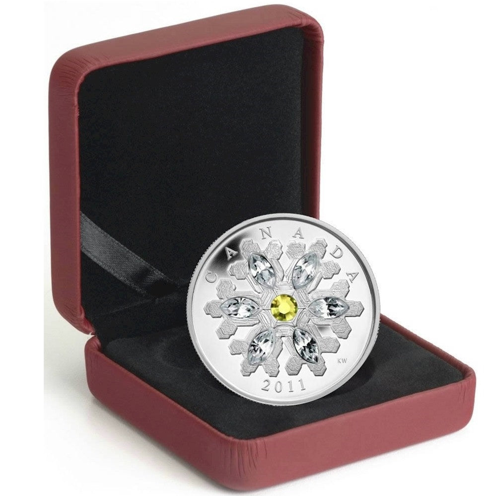2011 Canada $20 Topaz Crystal Snowflake Fine Silver