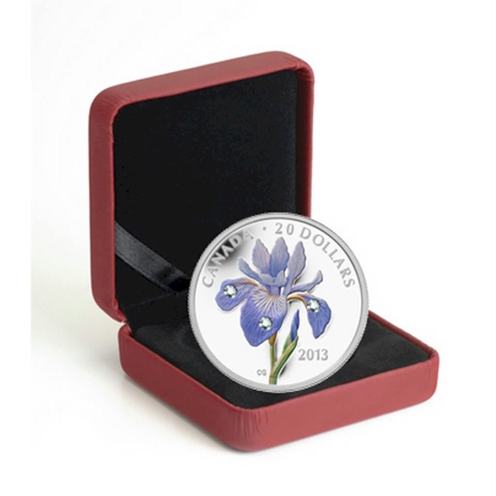 2013 Canada $20 Swarovski Crystals - Blue Flag Iris Fine Silver