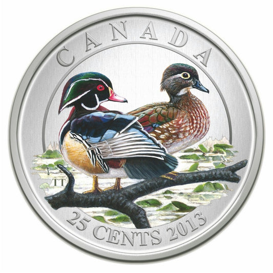 2013 Canada 25-cent Ducks of Canada - Wood Duck (#2) Coloured Cupronickel Coin