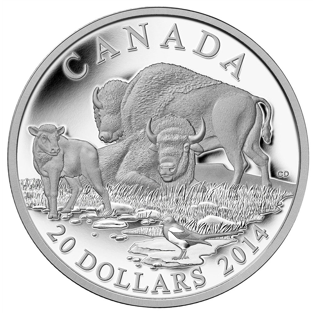 2014 Canada $20 The Bison: A Family at Rest (#4) Fine Silver (No Tax)