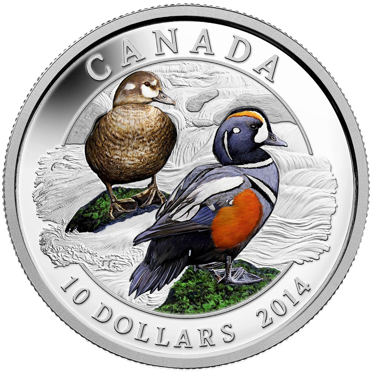 2014 $10 Ducks of Canada - Harlequin Duck Fine Silver Coin (TAX Exempt)
