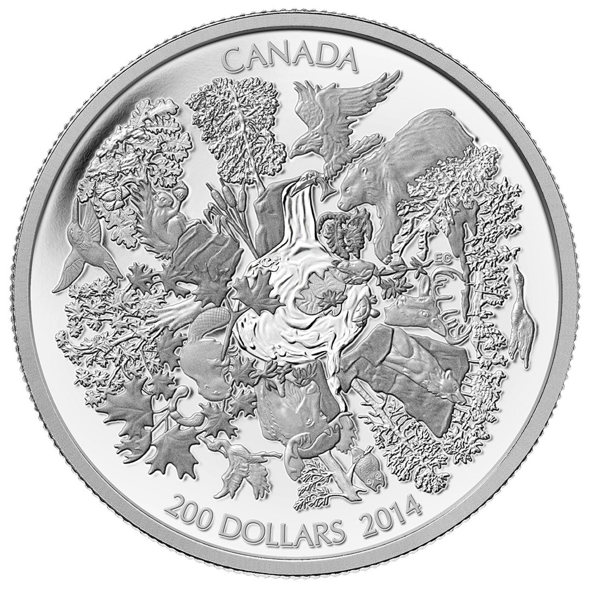 2014 Canada $200 Towering Forests 2oz. Fine Silver ($200 for $200 #1) No Tax